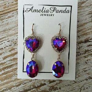 Purple/Pink Heart  Drop Earrings